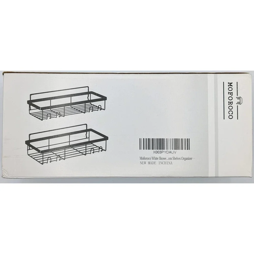 Moforoco Shower Caddy Shelf Organizer Rack, Self Adhesive White Basketsf
